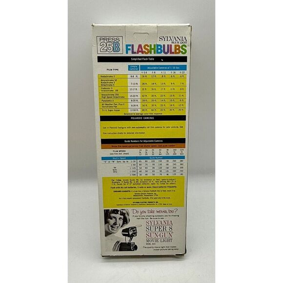 Sylvania Blue Dot Flashbulbs 25B 12 Bulbs Open Original Packaging - Picture 2 of 2